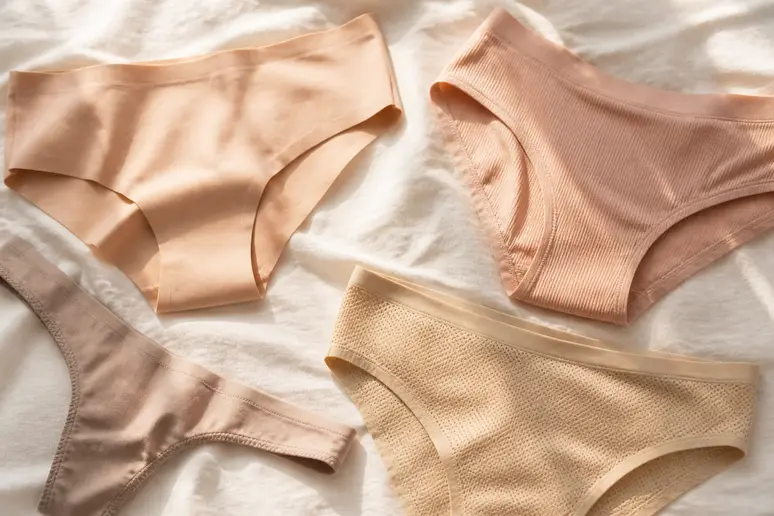 Échantillons de teintes nude et neutres pour culottes invisibles confortables
