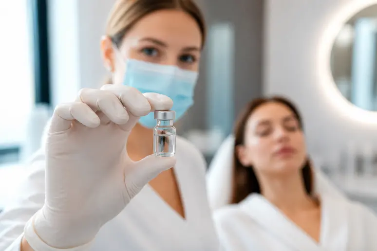 Flacon de hyaluronidase utilisé pour traiter les complications vasculaires des injections d'acide hyaluronique