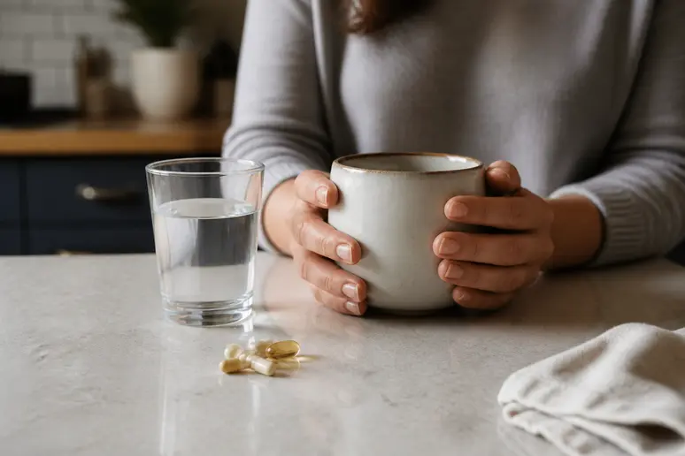 Tasse de café et gélules amincissantes pour illustrer les erreurs lors de la cure Joia Minceur
