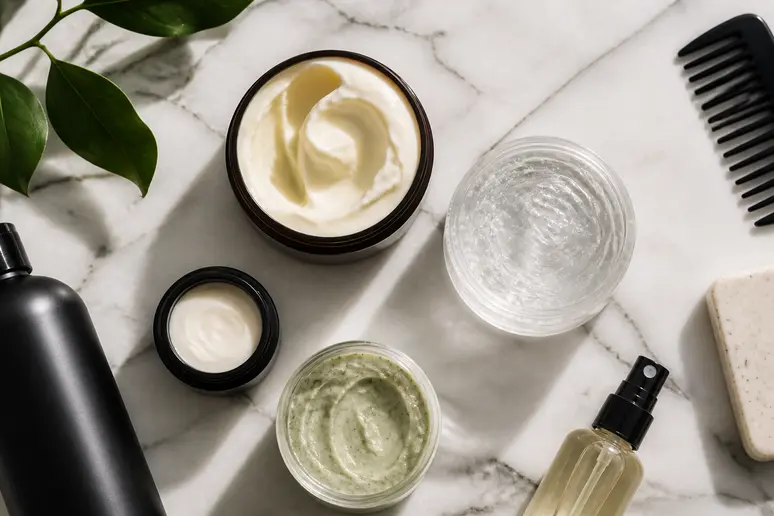 comparatif de textures de produits coiffants pour cheveux bouclés et crépus