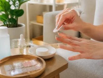 Une personne prenant soin de ses mains pour enlever vernis semi permanent sans abîmer à la maison