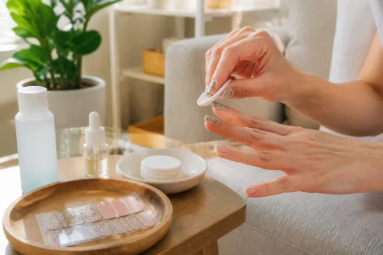 Une personne prenant soin de ses mains pour enlever vernis semi permanent sans abîmer à la maison