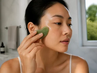 Utilisation d'un Gua Sha visage pour le soin de la peau