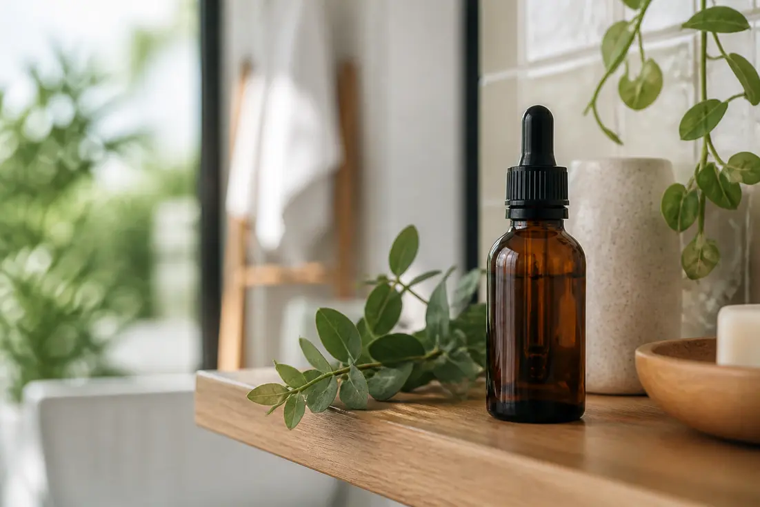 Flacon de cosmétique sur une étagère en bois avec huile de serpent origine usages pour les soins